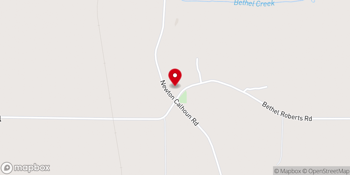 Map showing location of Bethel Baptist Church