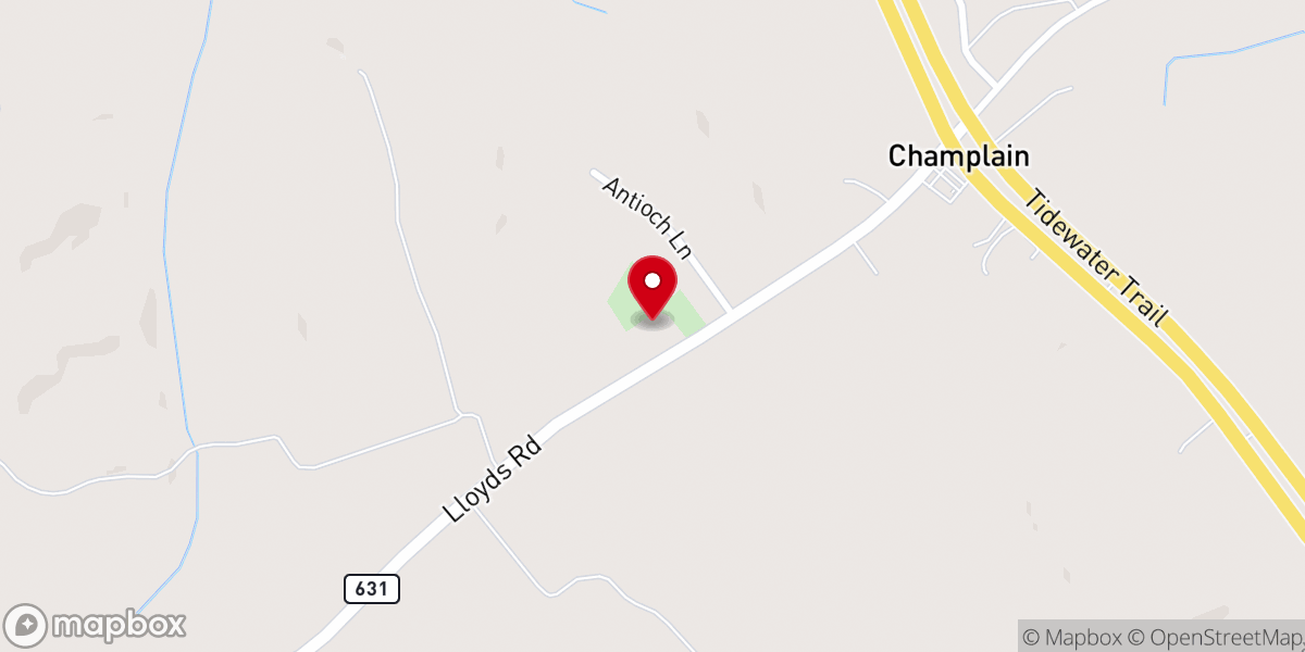 Map showing location of Antioch Baptist Church