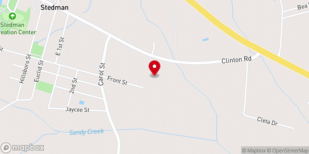 Map showing location of Stedman Baptist Church