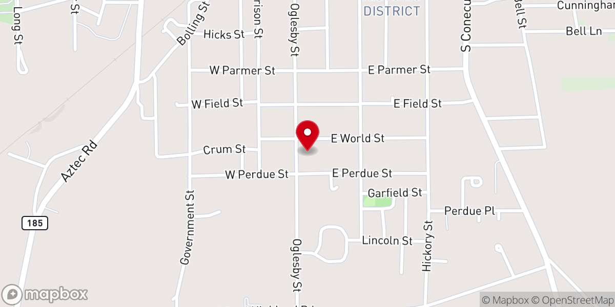 Map showing location of Oglesby Church of Christ