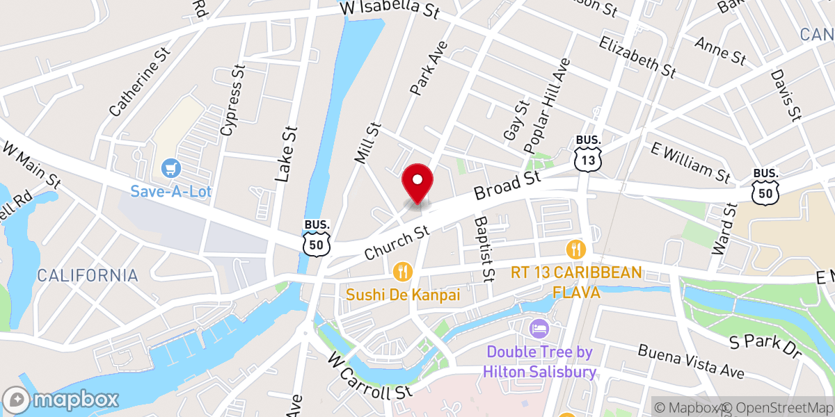 Map showing location of Rhodes Point United Methodist Church