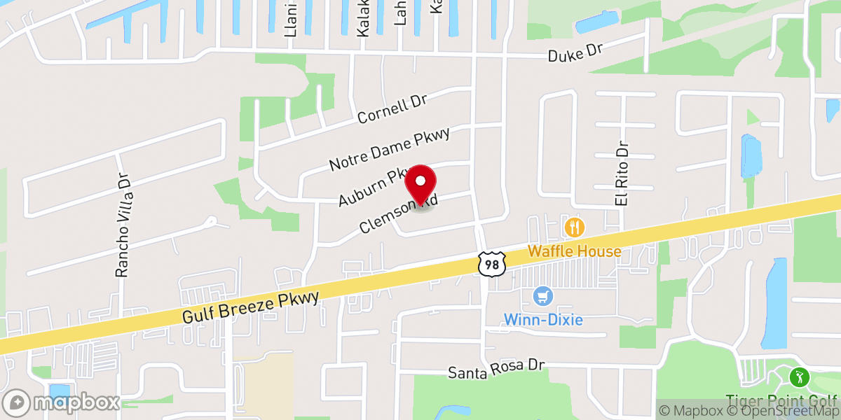 Map showing location of St Ann catholic parish, Daniel Dr, Gulf Breeze,FL