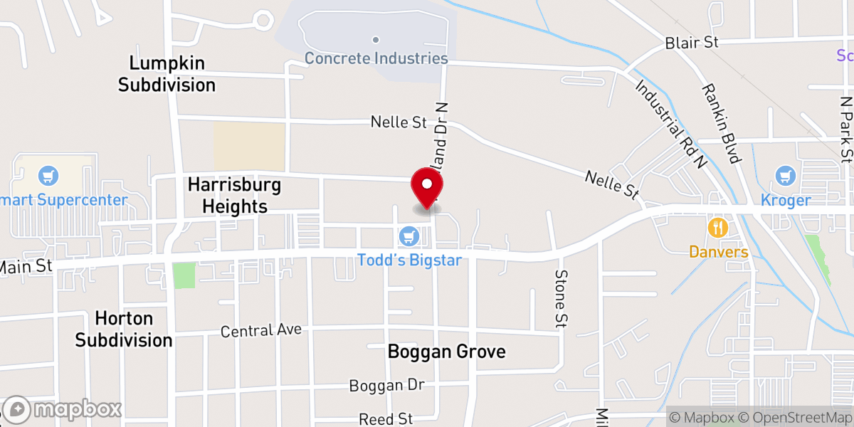 Map showing location of Tupelo Baptist Church