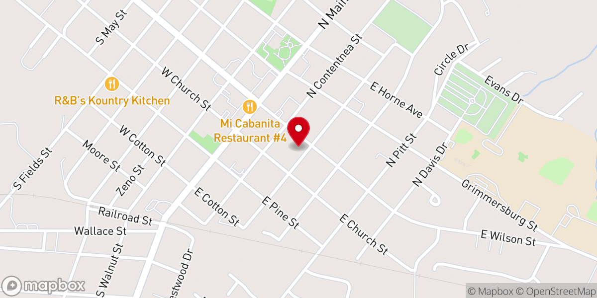 Map showing location of First Baptist Church - Farmville, NC