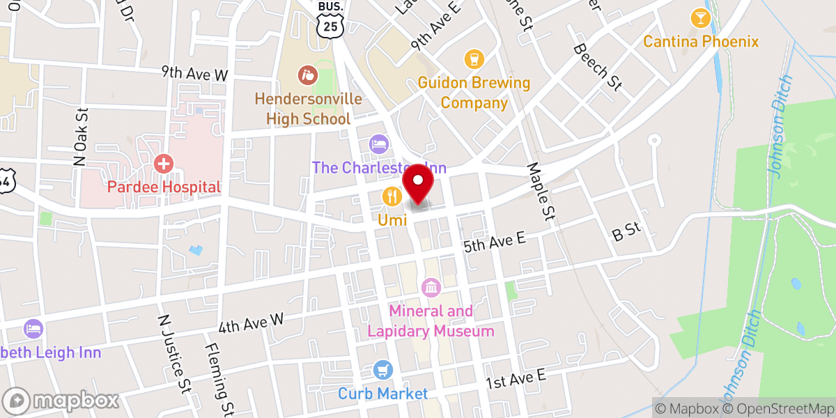Map showing location of Downtown Hendersonville - Main Street Program