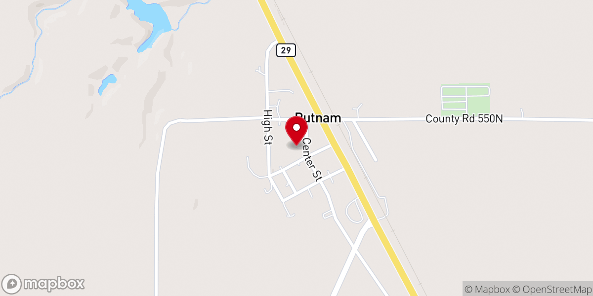 Map showing location of Putnam Christian Church