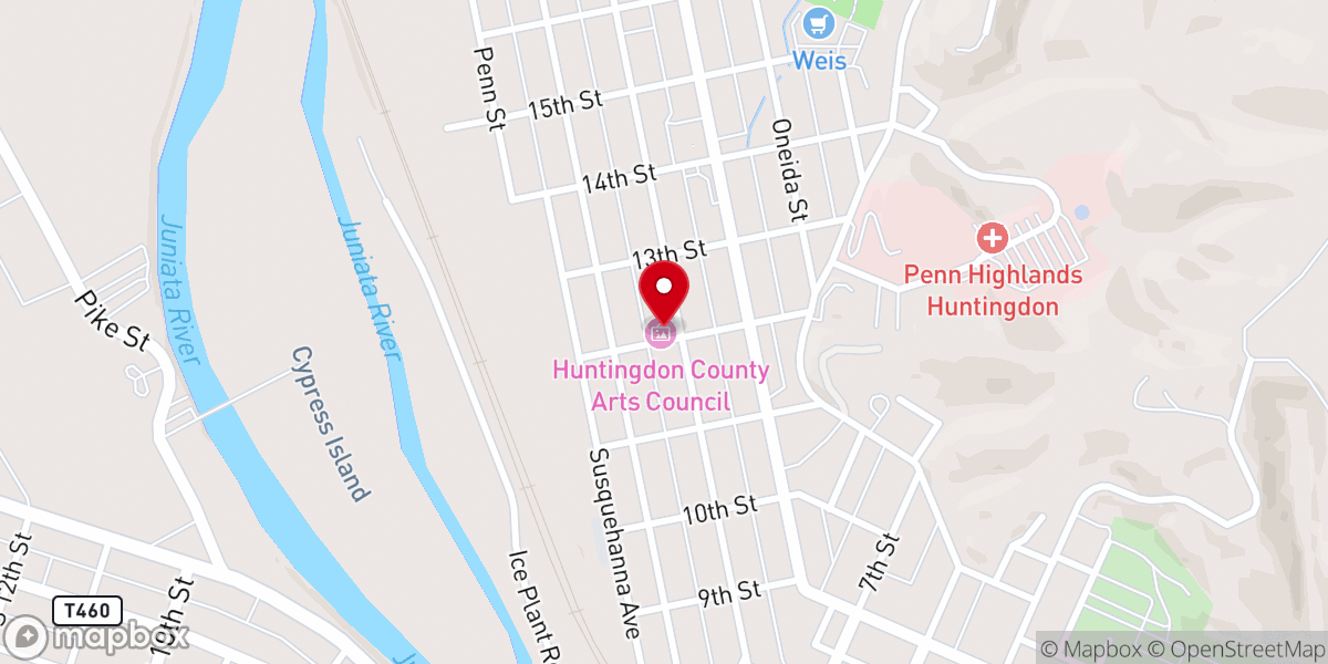 Map showing location of Huntingdon County Arts Council