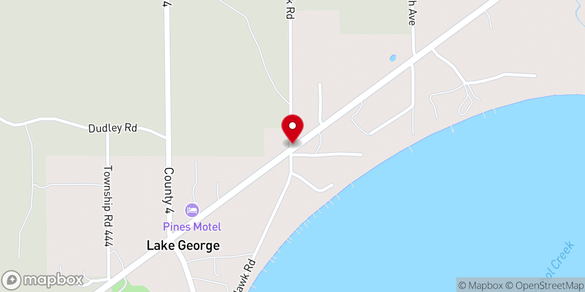 Map showing location of Lake George Bible Chapel