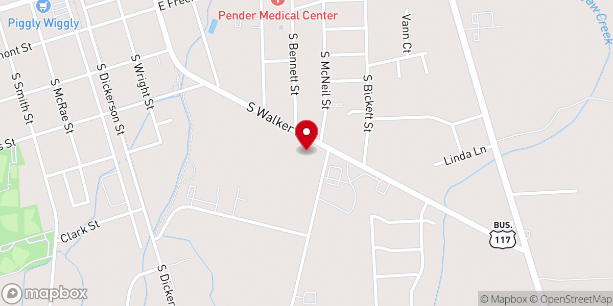 Map showing location of The Gathering Burgaw