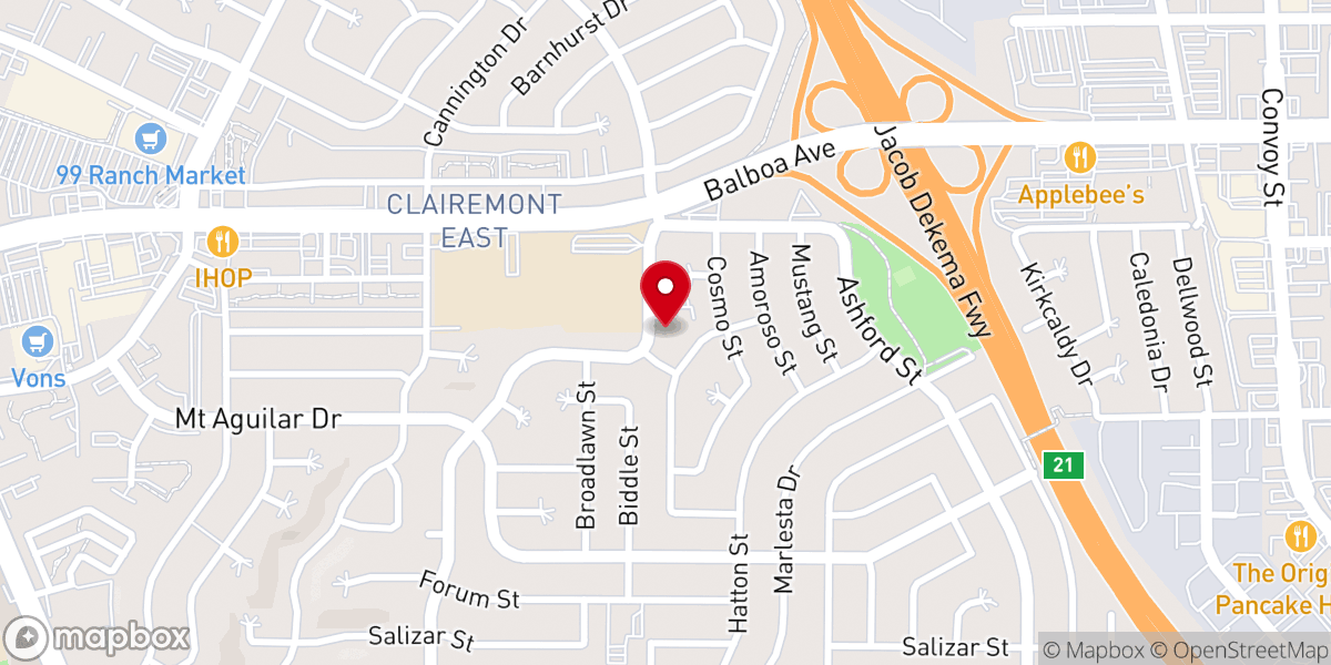 Map showing location of San Diego Clairemont Seventh-day Adventist Church