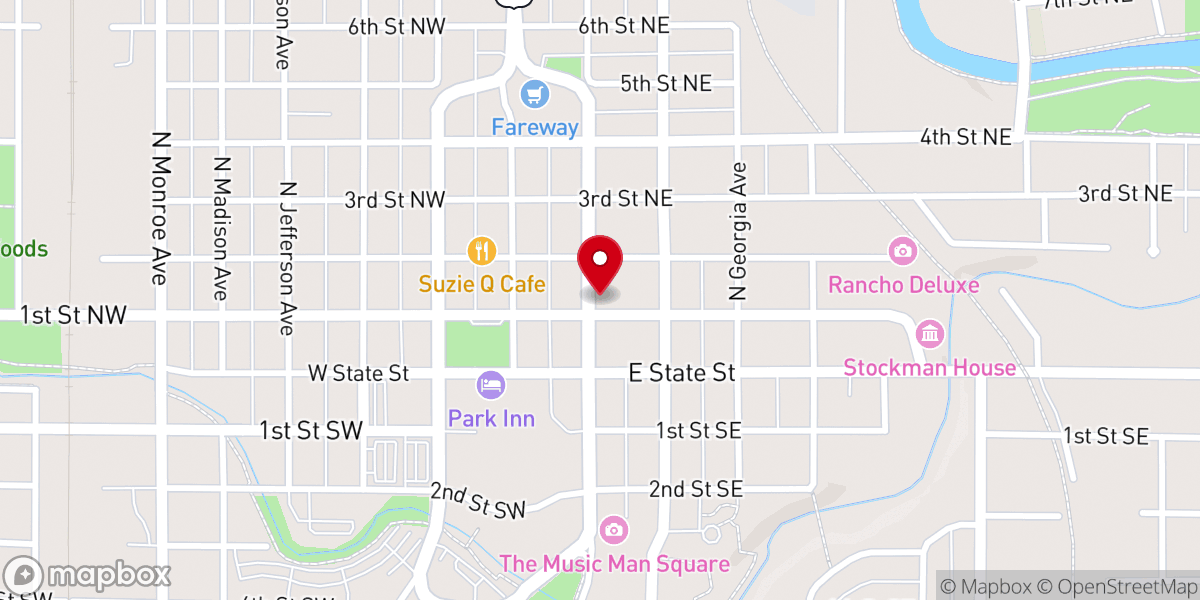 Map showing location of First Congregational United Church of Christ