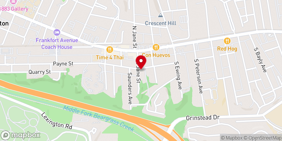 Map showing location of Beargrass Baptist Church