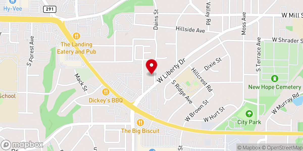 Map showing location of Calvary Chapel Liberty