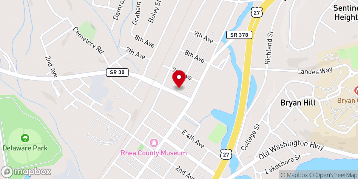 Map showing location of Dayton Church of Christ