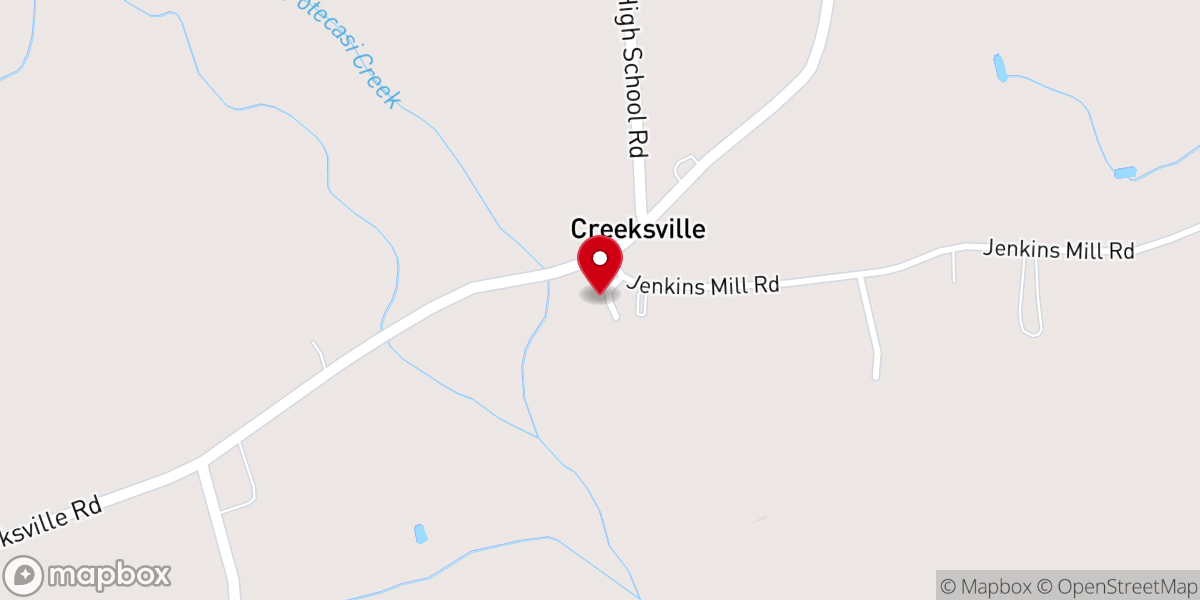 Map showing location of Creeksville Baptist Church