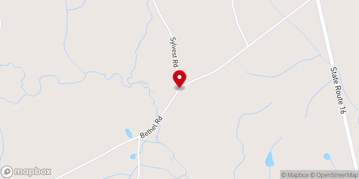 Map showing location of Bethel Baptist Church