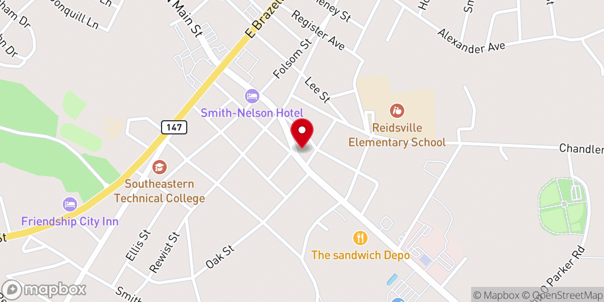 Map showing location of Believers Church - Reidsville - Food Distribution Center