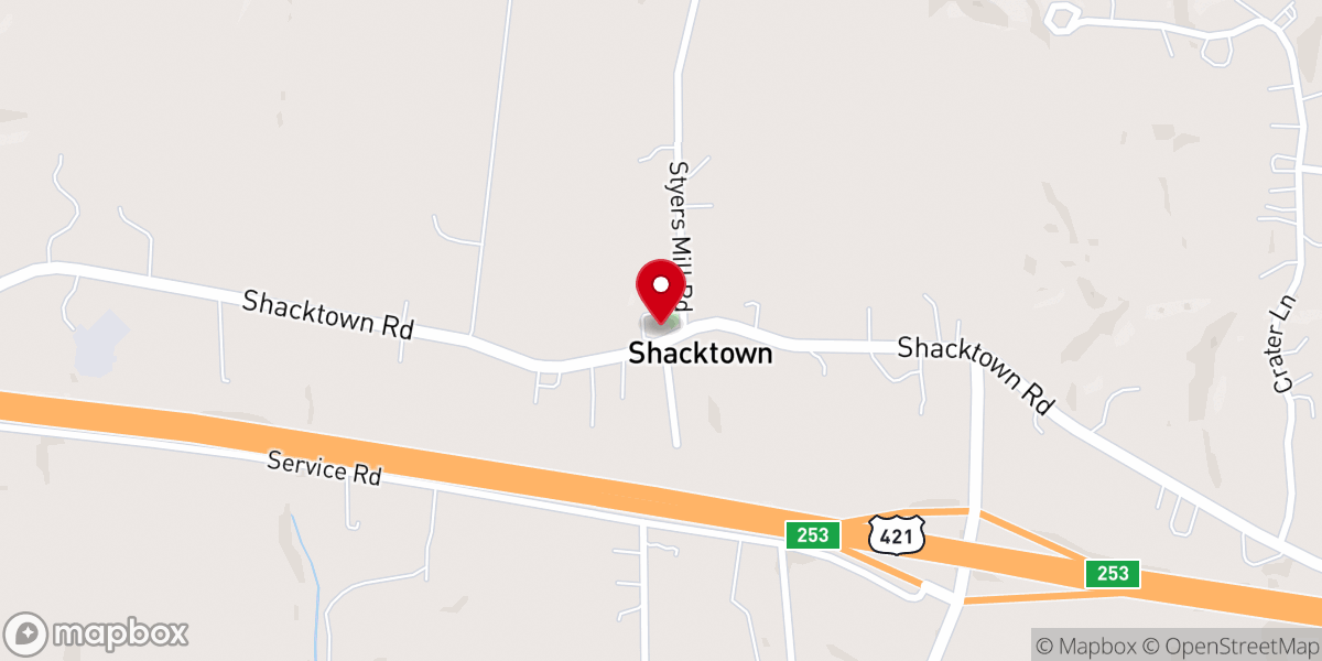 Map showing location of Shacktown Church of Christ