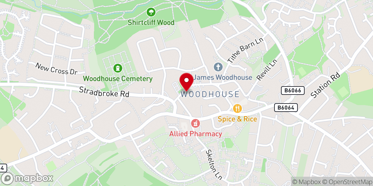 Map showing location of Trinity Methodist Church