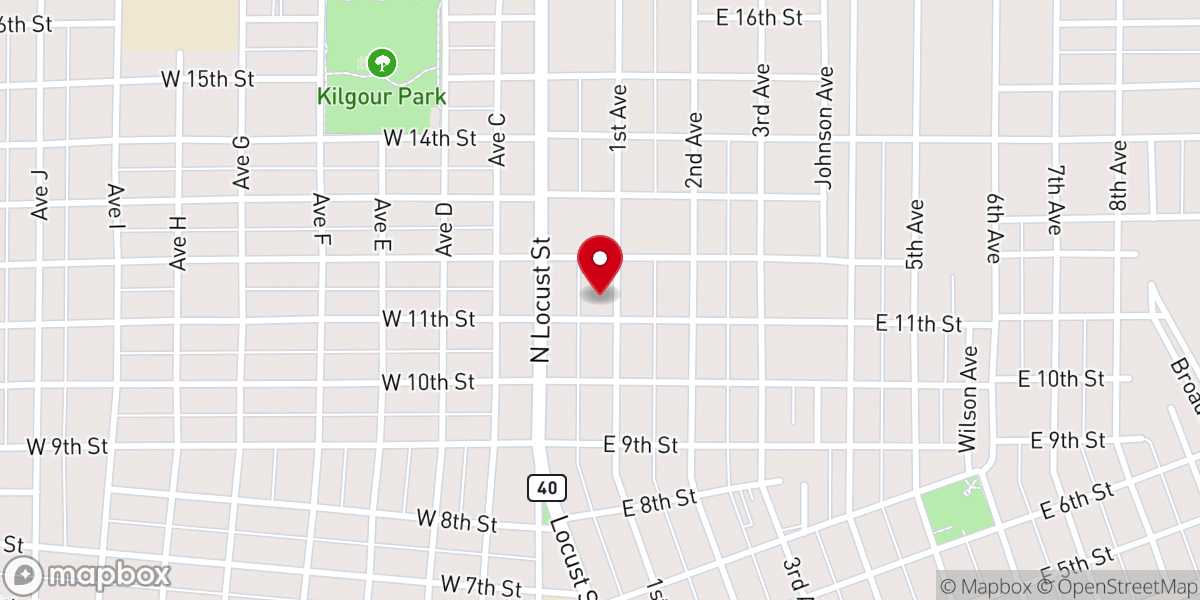 Map showing location of New Life Christian Center