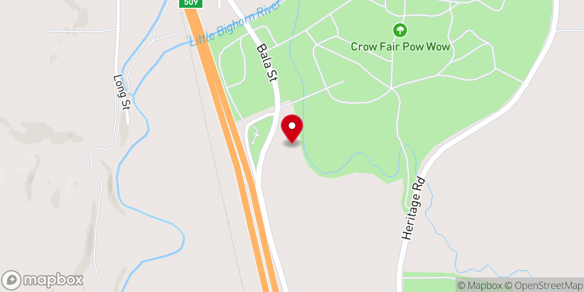 Map showing location of Crow Revival Center