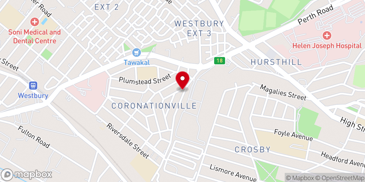 Map showing location of Coronationville methodist church