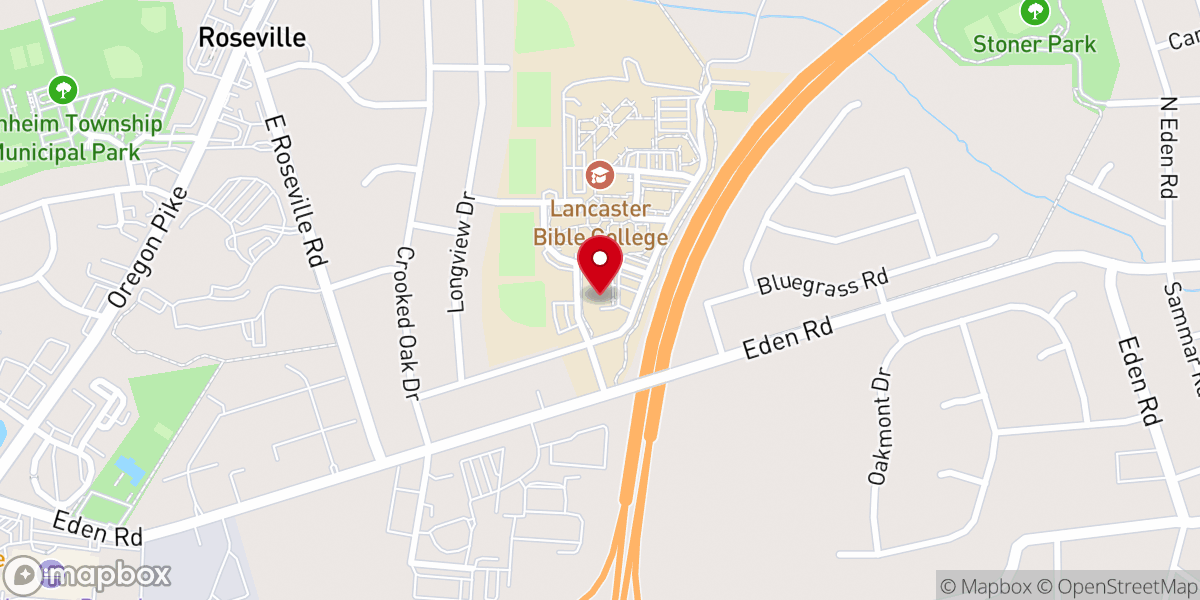 Map showing location of Lancaster Bible College