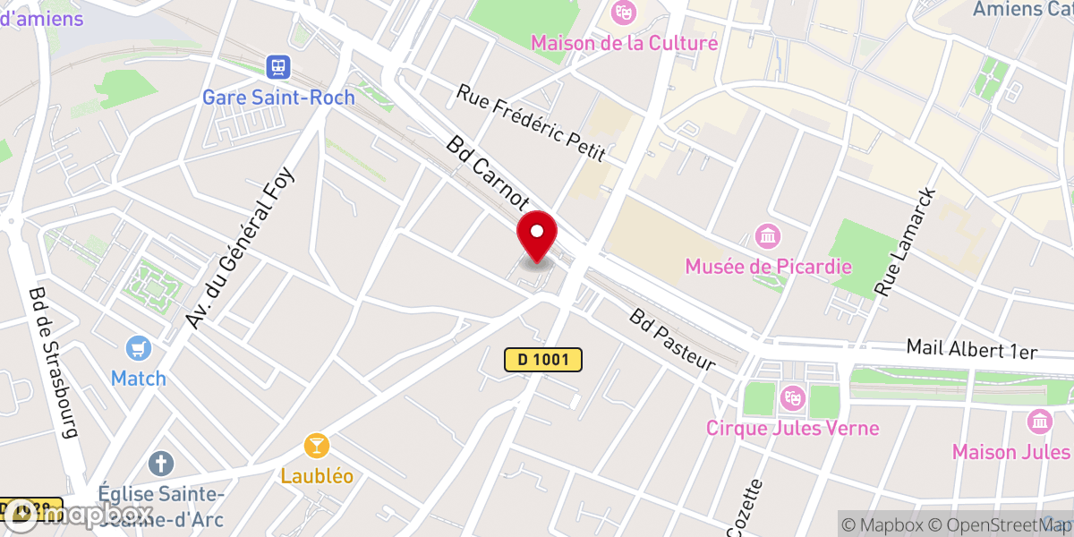 Map showing location of Église Saint-Honoré d'Amiens