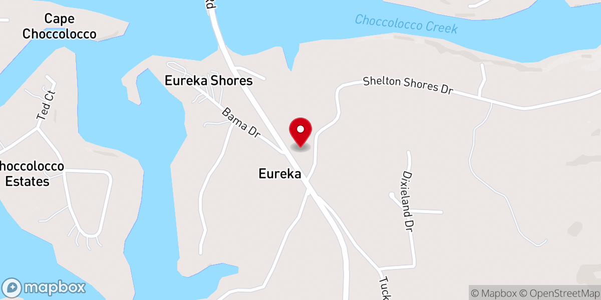 Map showing location of Eureka Baptist Church