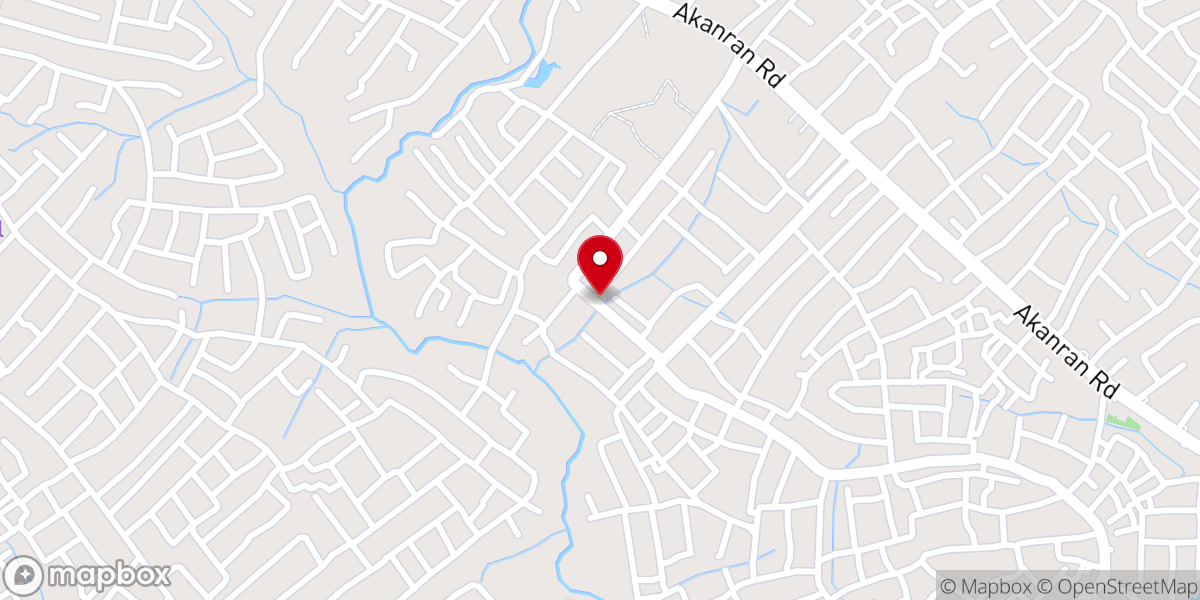 Map showing location of Living Faith Church, Olunloyo