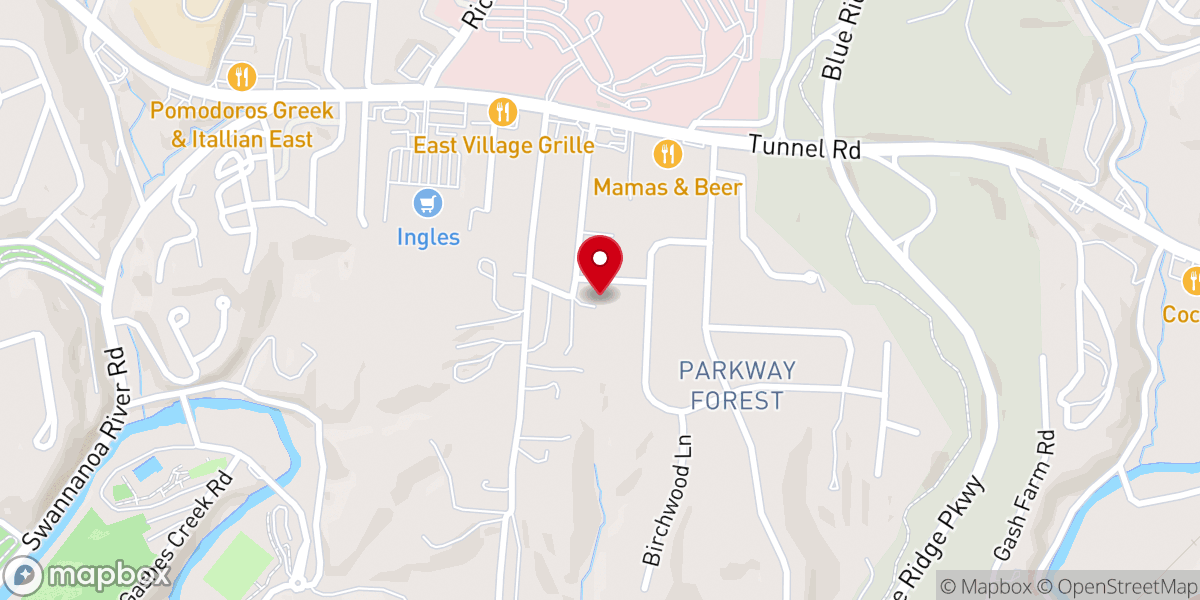 Map showing location of East Asheville United Methodist