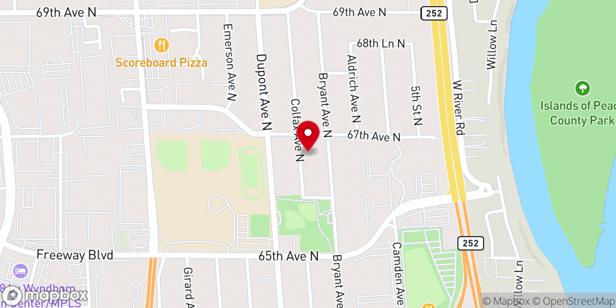 Map showing location of PHILADELPHIA CHURCH INTERNATIONAL MINNESOTA