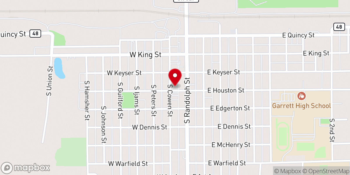 Map showing location of Garrett United Methodist Church