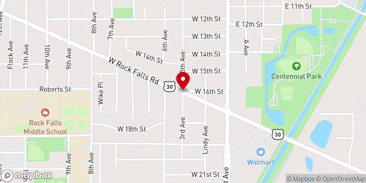 Map showing location of South Side Gospel Assembly Church