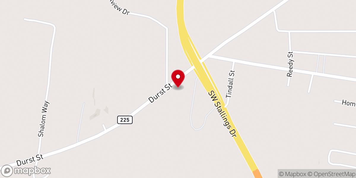 Map showing location of Westside Baptist Church