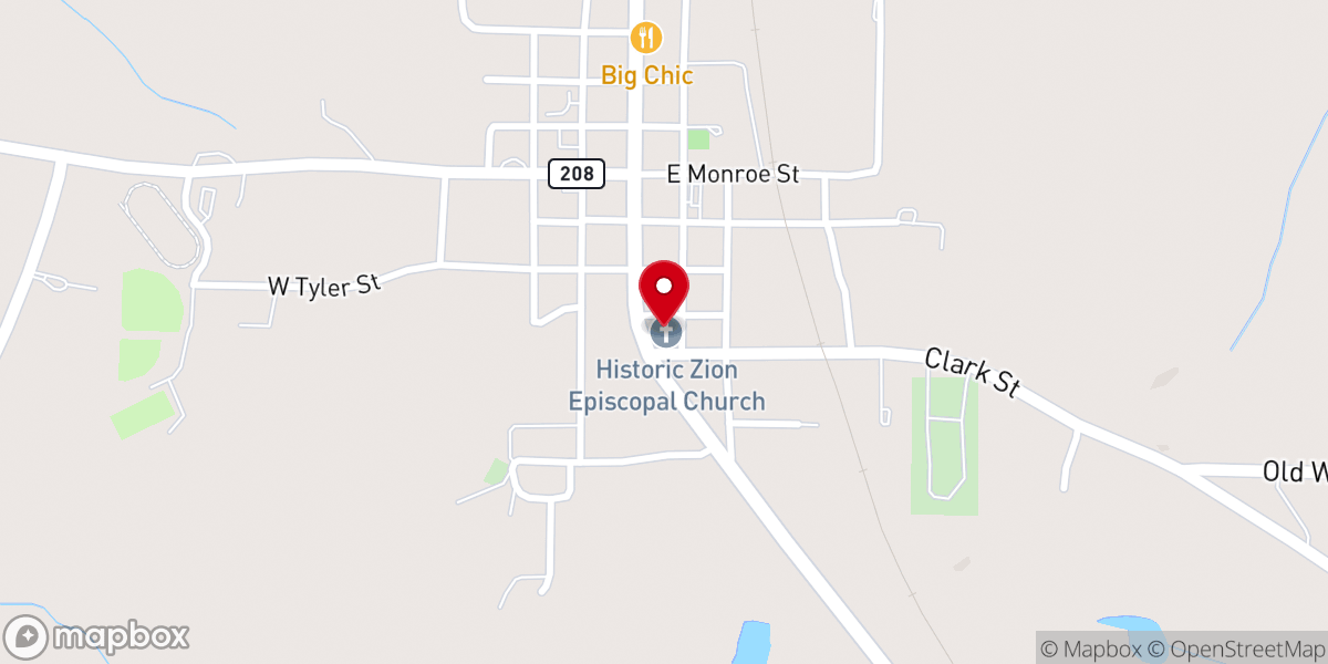 Map showing location of Zion Episcopal Church