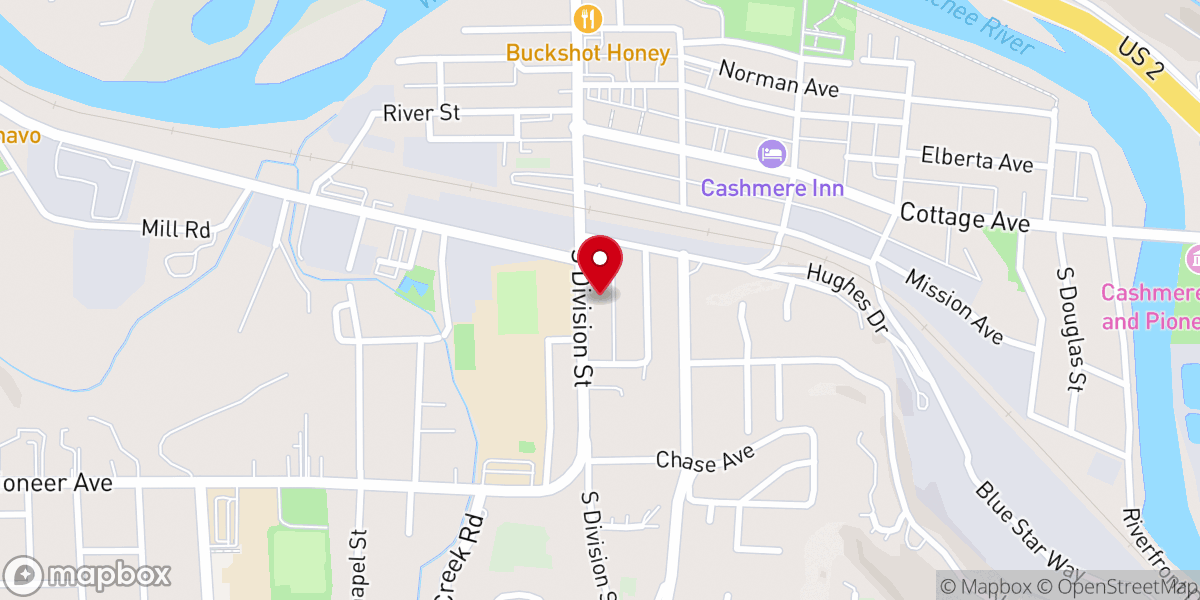 Map showing location of Cashmere United Methodist Church