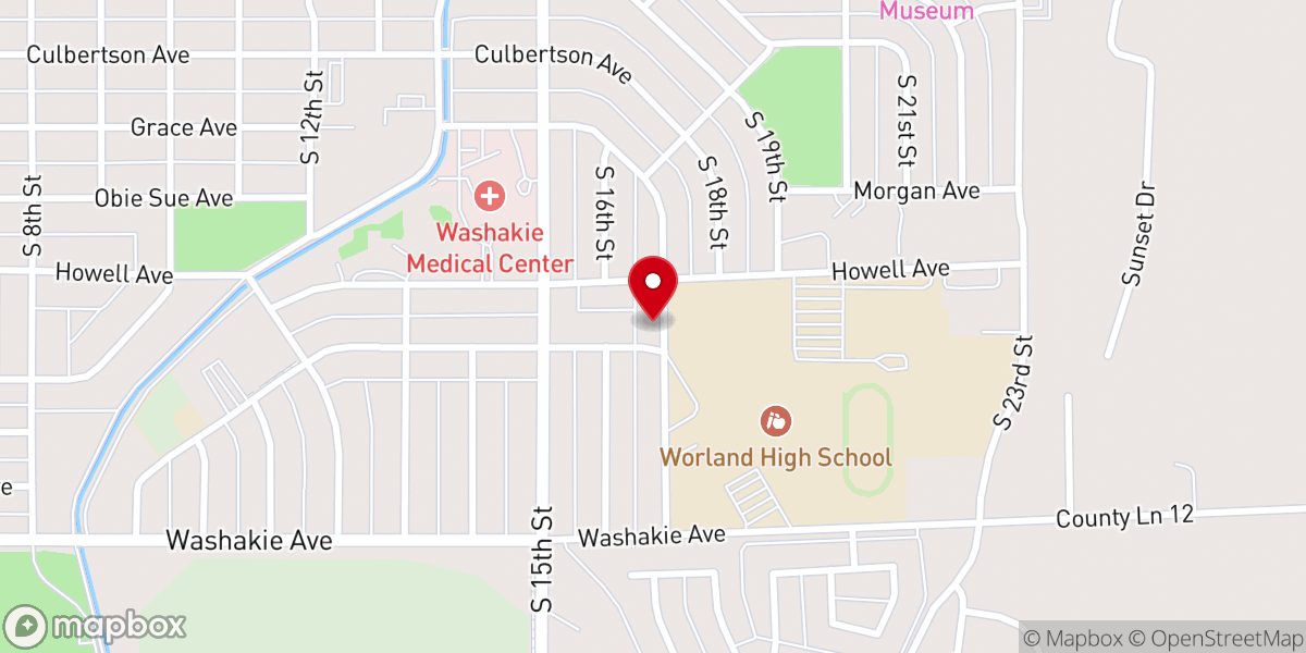 Map showing location of Worland Seventh-Day Adventist Church