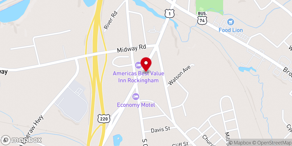 Map showing location of Hope Church Rockingham