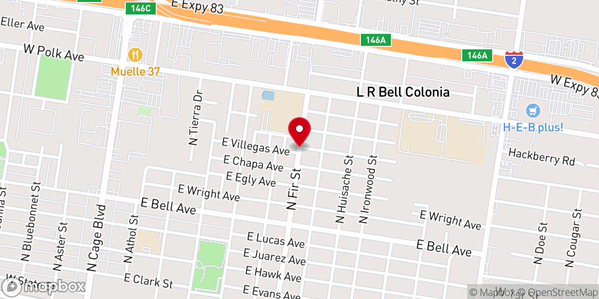 Map showing location of Villegas Street Baptist Church
