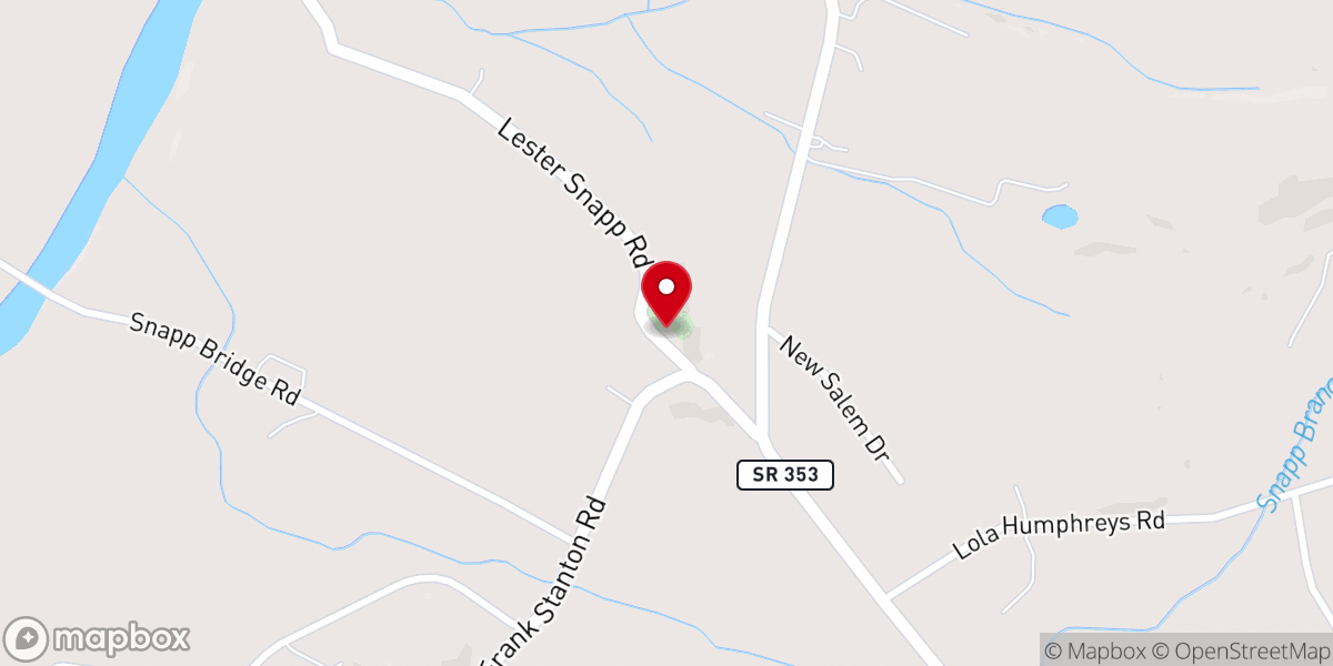 Map showing location of New Salem Baptist Church