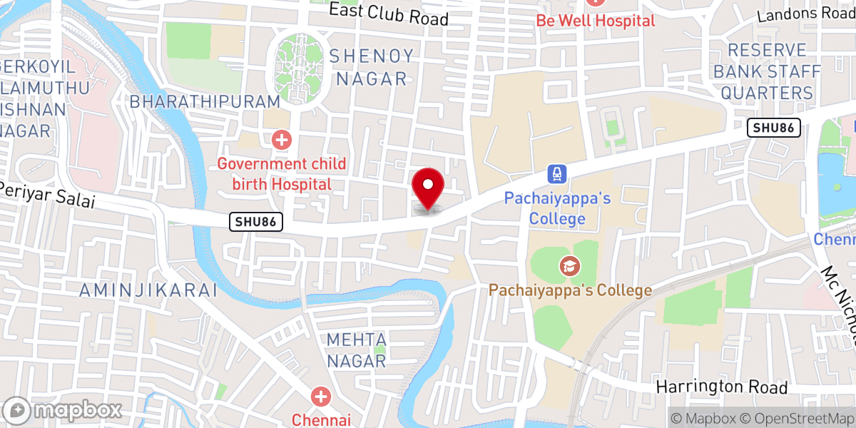Map showing location of Chennai International Christian Church