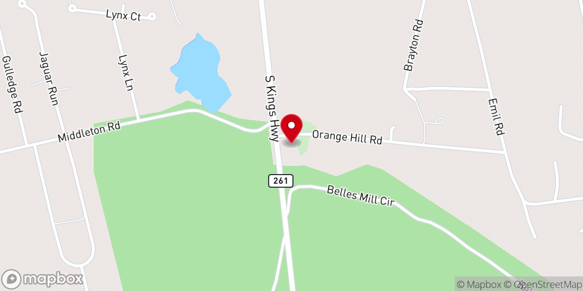 Map showing location of Orange Hill Church
