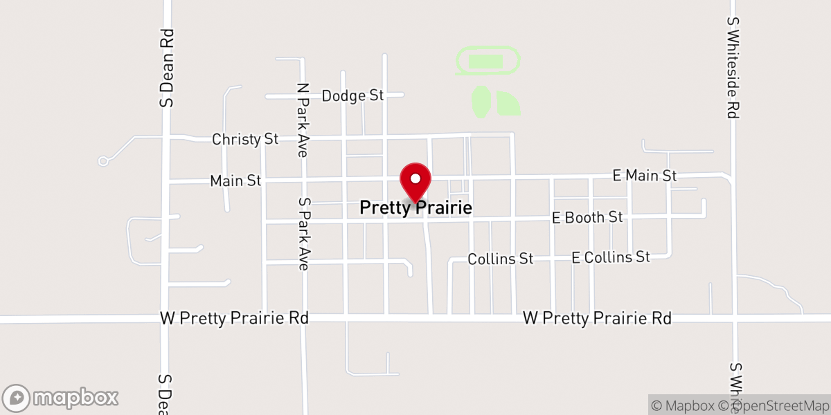 Map showing location of Pretty Prairie
