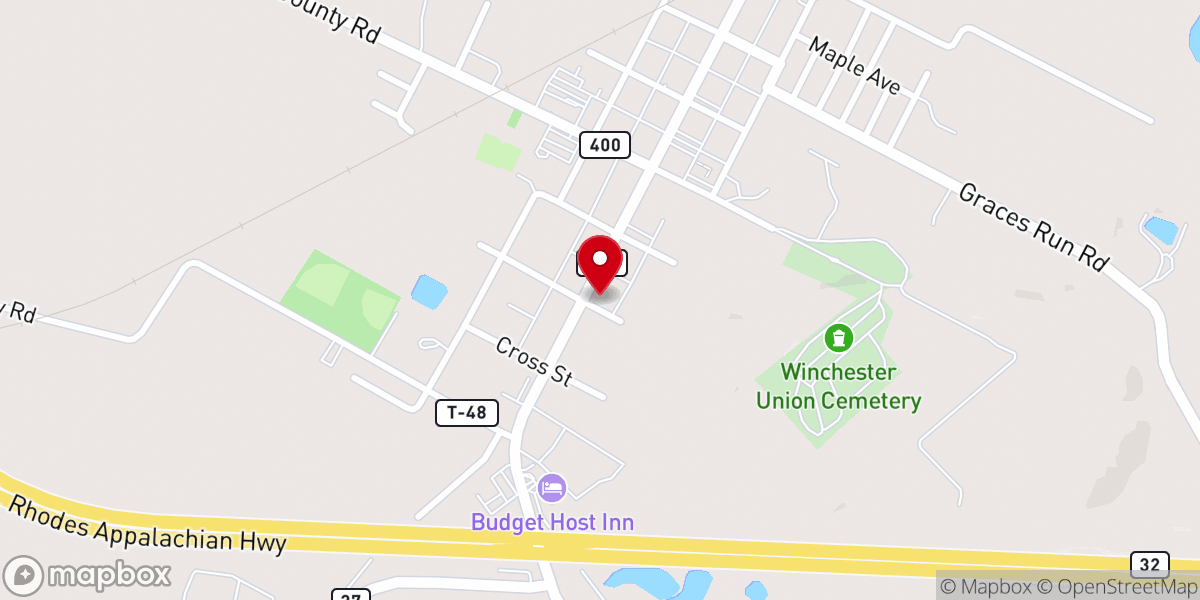 Map showing location of Winchester United Presbyterian Church