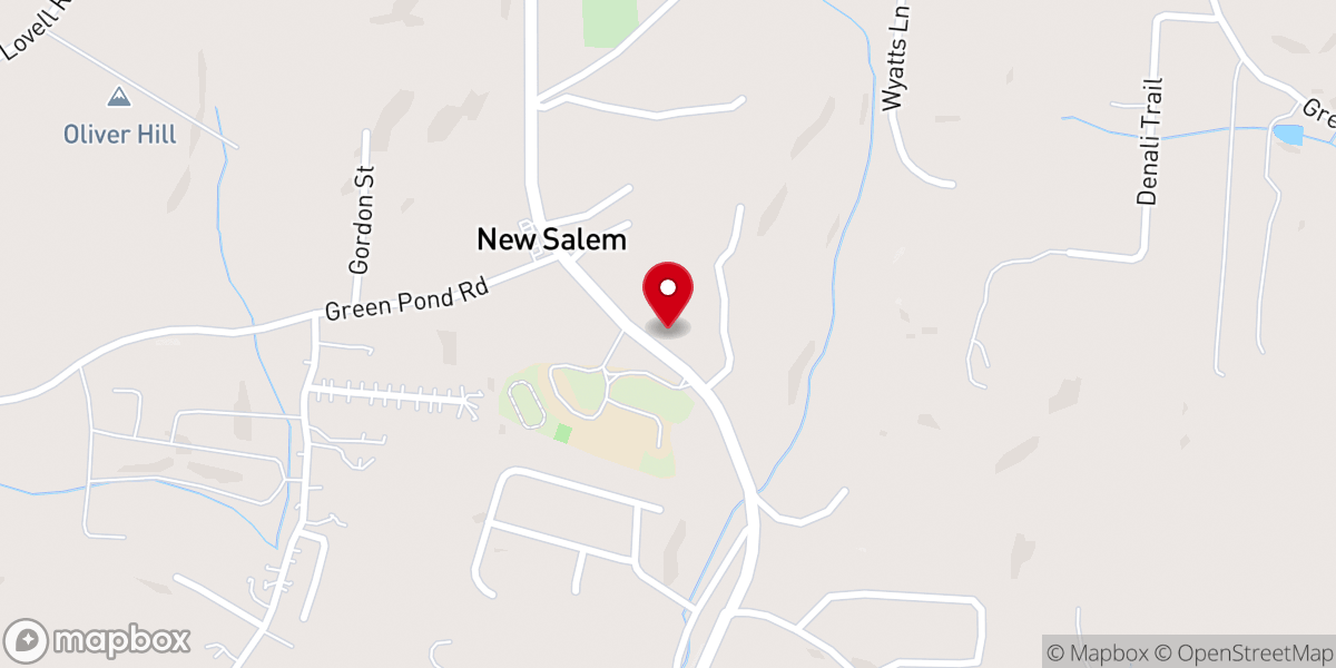 Map showing location of New Salem Baptist Church