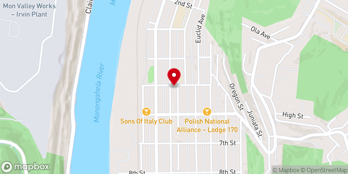 Map showing location of Glassport United Methodist Church