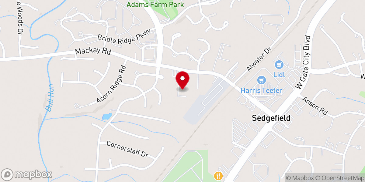 Map showing location of Adams Farm Community Church
