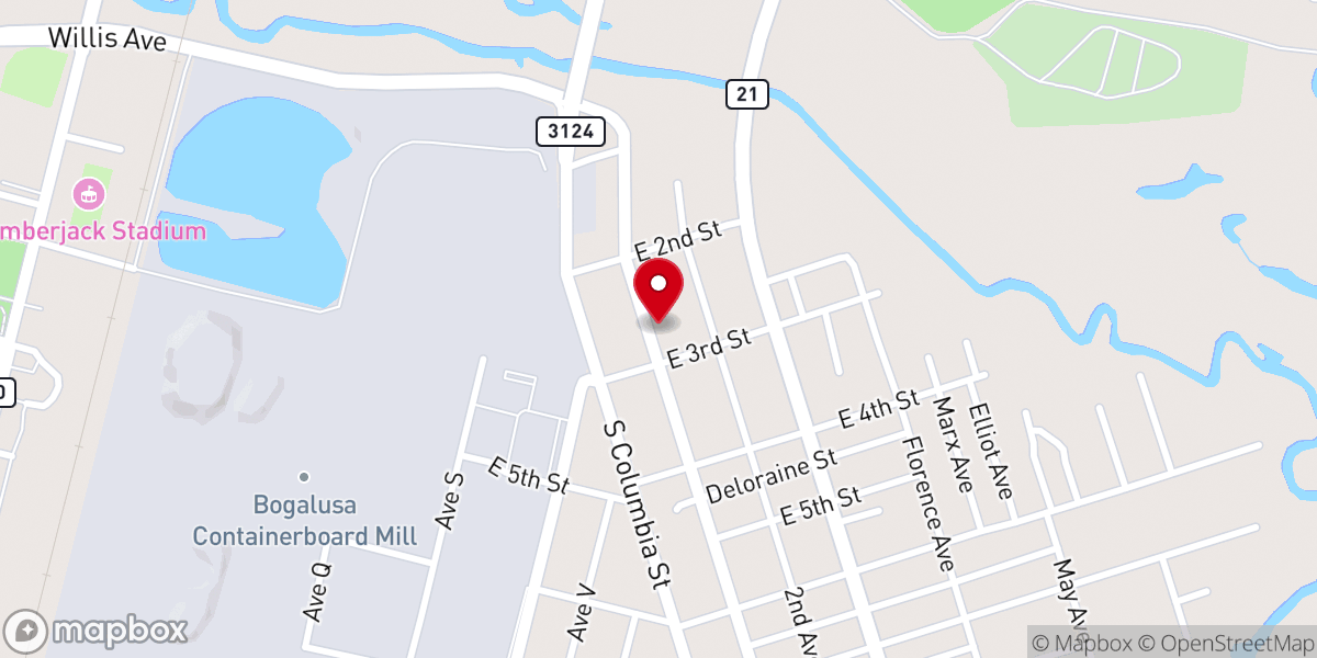 Map showing location of Bogalusa Help Center