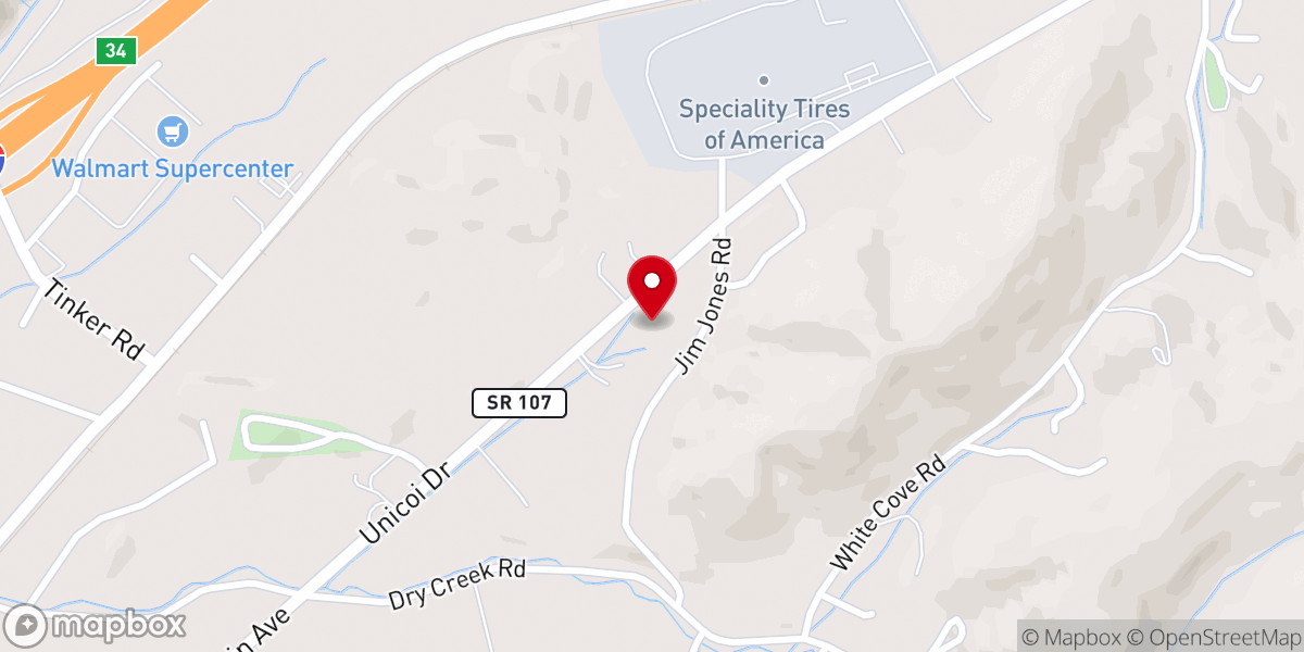 Map showing location of North Erwin Church of Christ